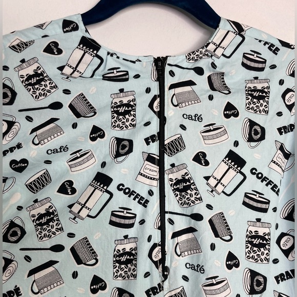 COFFEE theme novelty smock sleeve mini dress - Picture 6 of 10